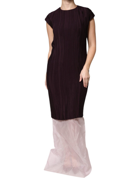 Brown Silk Short Sleeves Sheath Maxi Dress Brown Silk Short Sleeves Sheath Maxi Dress