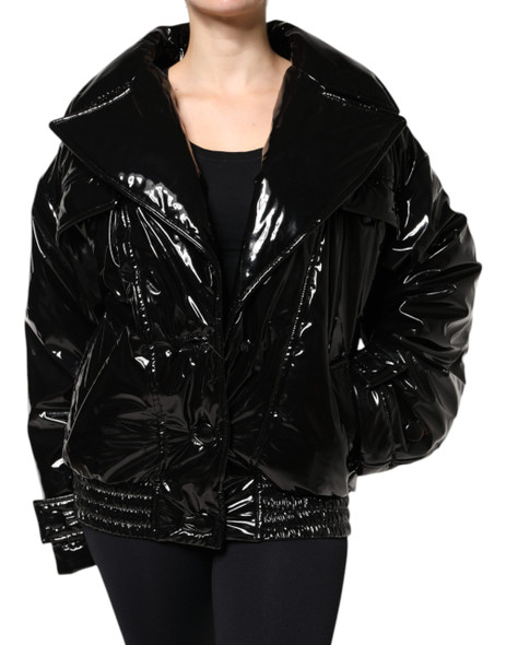 Dolce & Gabbana Black Polyester Button Down Blouson Jacket Dolce & Gabbana Black Polyester Button Down Blouson Jacket