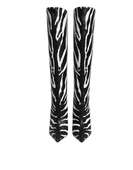 Black White Zebra Heels High Boots Shoes Black White Zebra Heels High Boots Shoes