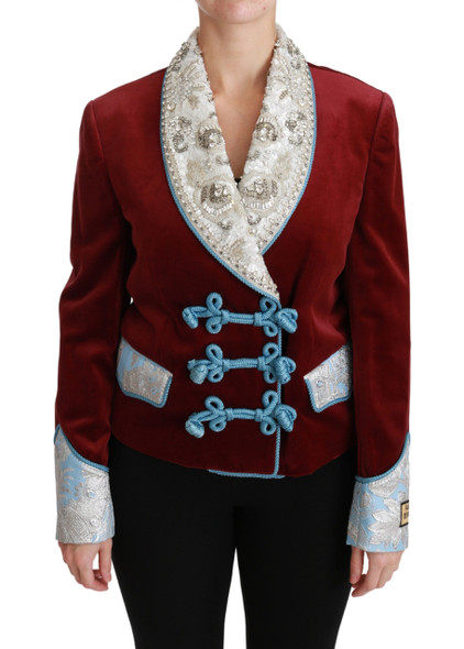 Red Velvet Baroque Crystal Blazer Jacket Red Velvet Baroque Crystal Blazer Jacket