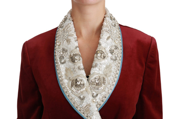 Red Velvet Baroque Crystal Blazer Jacket Red Velvet Baroque Crystal Blazer Jacket