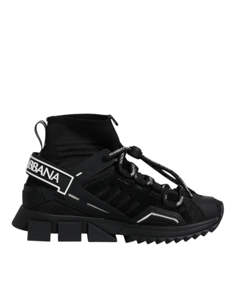 Dolce & Gabbana Black Sorrento Socks Logo Sneakers Shoes LA12260 Dolce & Gabbana Black Sorrento Socks Logo Sneakers Shoes LA12260