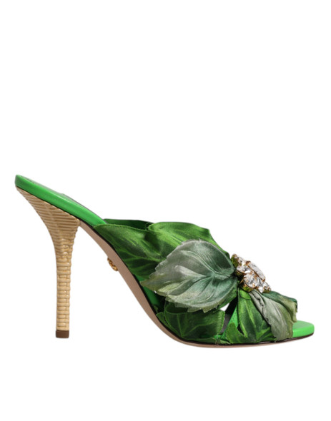 Green Crystal Slides KEIRA Sandal Shoes Green Crystal Slides KEIRA Sandal Shoes