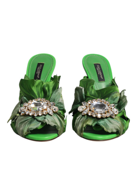 Green Crystal Slides KEIRA Sandal Shoes Green Crystal Slides KEIRA Sandal Shoes