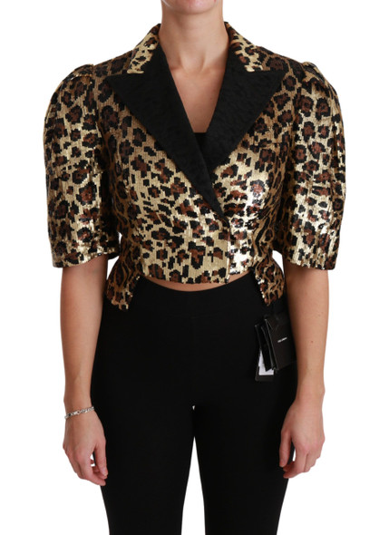 Dolce & Gabbana Blazer Gold Leopard Sequined Jacket Dolce & Gabbana Blazer Gold Leopard Sequined Jacket
