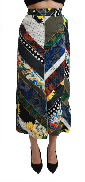Multicolor Silk Geometric High Waist Maxi Skirt Multicolor Silk Geometric High Waist Maxi Skirt