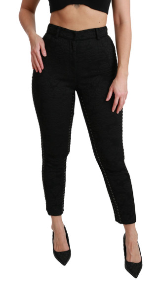 Dolce & Gabbana Black Brocade Skinny High Waist Pants Dolce & Gabbana Black Brocade Skinny High Waist Pants