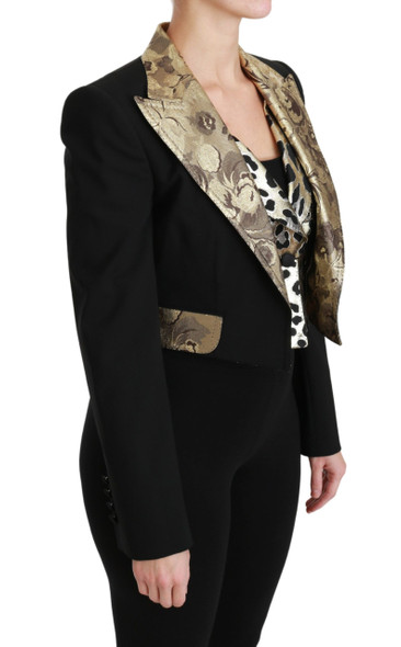 Dolce & Gabbana Black Jacquard Vest Blazer Coat Wool Jacket Dolce & Gabbana Black Jacquard Vest Blazer Coat Wool Jacket