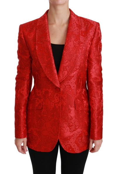 Dolce & Gabbana Red Floral Angel Blazer Coat Jacket Dolce & Gabbana Red Floral Angel Blazer Coat Jacket