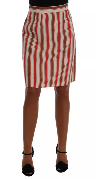 Multicolor Portofino Stripes Cotton Midi Skirt Multicolor Portofino Stripes Cotton Midi Skirt