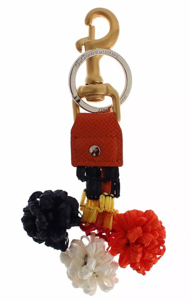 Brown Gold Raffia Leather Clasp Finder Chain Keyring Brown Gold Raffia Leather Clasp Finder Chain Keyring