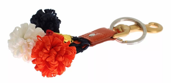 Brown Gold Raffia Leather Clasp Finder Chain Keyring Brown Gold Raffia Leather Clasp Finder Chain Keyring