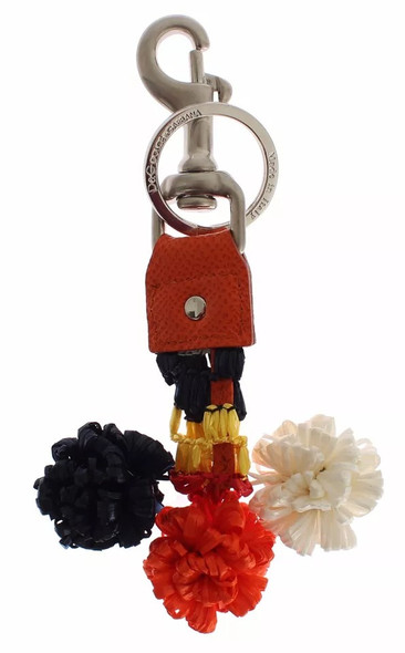 Silver Brown Raffia Leather Clasp Finder Chain Keyring Silver Brown Raffia Leather Clasp Finder Chain Keyring
