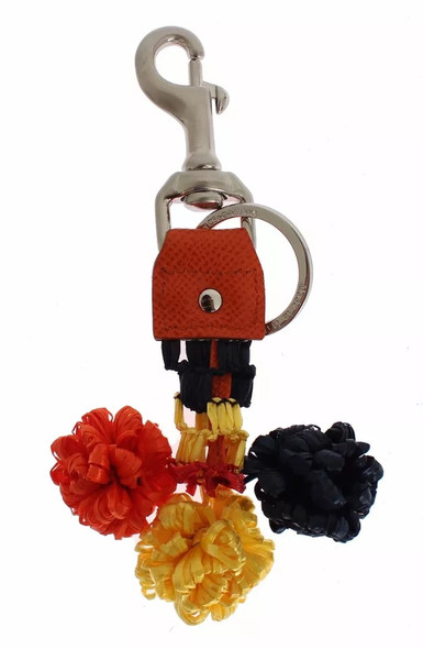 Red Yellow Raffia Leather Clasp Finder Keyring Keychain Red Yellow Raffia Leather Clasp Finder Keyring Keychain
