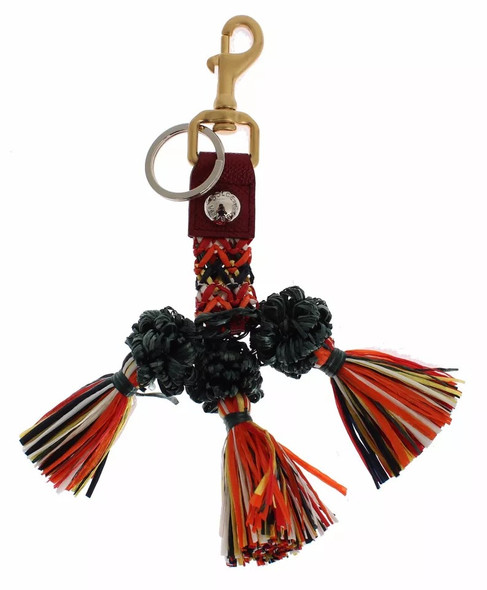 Multicolor Raffia Leather Clasp Finder Chain Keyring SIG15031 Multicolor Raffia Leather Clasp Finder Chain Keyring SIG15031