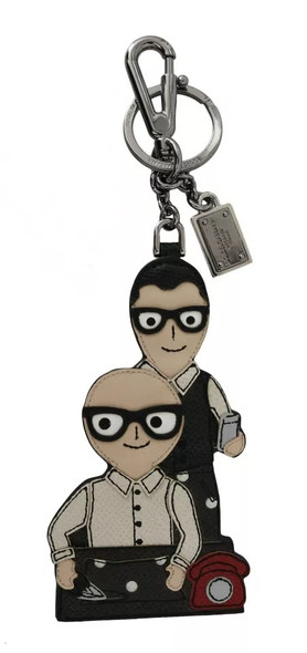 Silver Leather Dominico Stefano #DGFAMILY Logo Badge Keychain Silver Leather Dominico Stefano #DGFAMILY Logo Badge Keychain