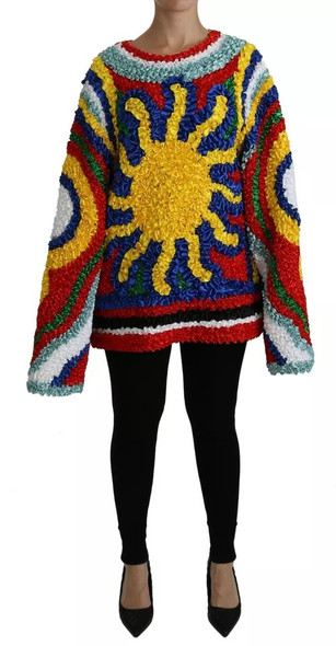 Dolce & Gabbana Multicolor Sun Ruffled Top Blouse Sweater Dolce & Gabbana Multicolor Sun Ruffled Top Blouse Sweater