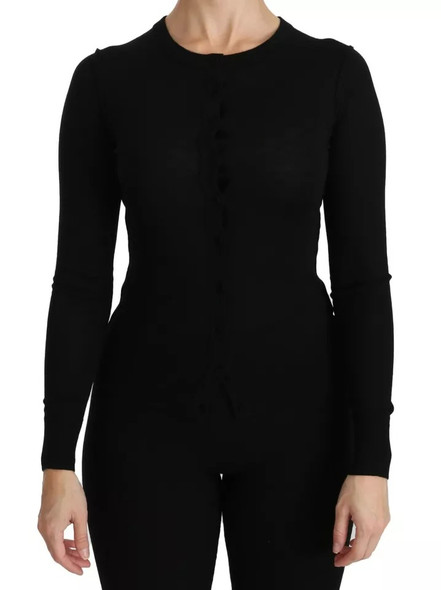 Dolce & Gabbana Black Virgin Wool Long Sleeve Top Blouse Top Dolce & Gabbana Black Virgin Wool Long Sleeve Top Blouse Top