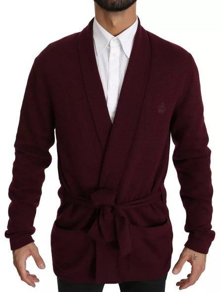 Dolce & Gabbana Bordeaux Cashmere Crown Cardigan Sweater Dolce & Gabbana Bordeaux Cashmere Crown Cardigan Sweater