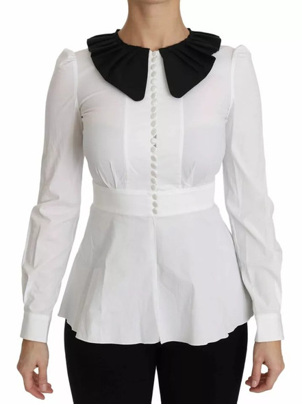 Black White Decorative Buttons Tops Shirt Blouse Black White Decorative Buttons Tops Shirt Blouse
