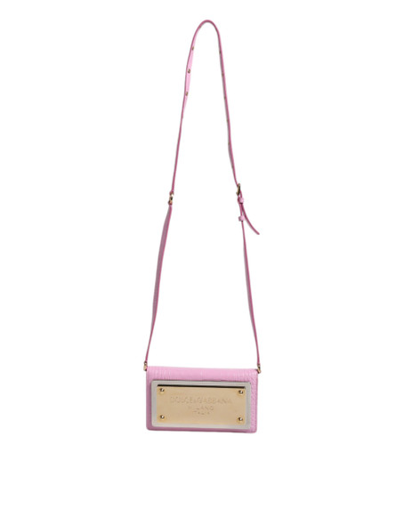 Dolce & Gabbana Pink Exotic Leather Logo Plaque Crossbody Bag Dolce & Gabbana Pink Exotic Leather Logo Plaque Crossbody Bag