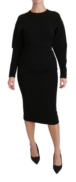 Black Bodycon Sheath Midi Stretch Dress Black Bodycon Sheath Midi Stretch Dress