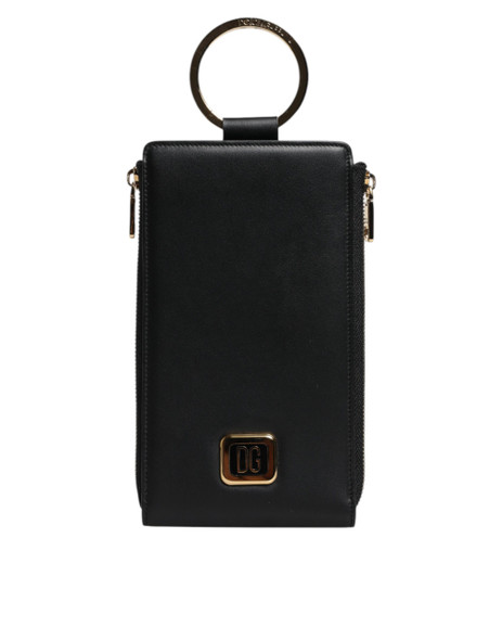 Dolce & Gabbana Black Leather Logo Plaque Neck Strap Card Coin Wallet BAG4231 Dolce & Gabbana Black Leather Logo Plaque Neck Strap Card Coin Wallet BAG4231