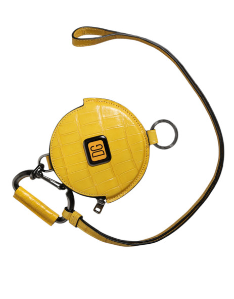 Yellow Round Leather DG Logo Coin Purse Lanyard Wallet Yellow Round Leather DG Logo Coin Purse Lanyard Wallet