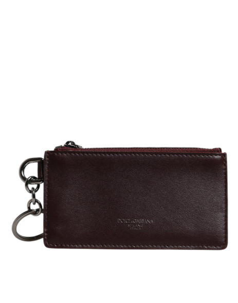 Brown Calfskin Leather DG Logo Card Holder Wallet Brown Calfskin Leather DG Logo Card Holder Wallet