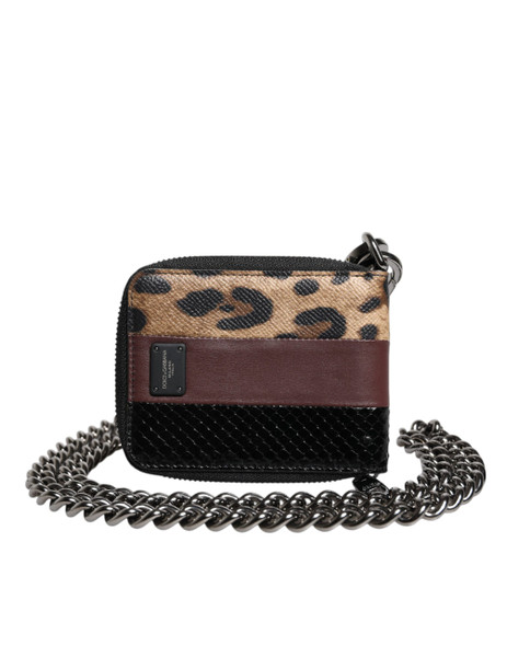 Multicolor Leopard Leather DG Bifold Card Holder Wallet Multicolor Leopard Leather DG Bifold Card Holder Wallet