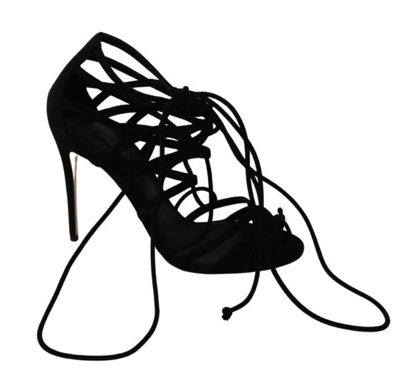 Dolce & Gabbana Black Suede Strap Stilettos Shoes Sandals Dolce & Gabbana Black Suede Strap Stilettos Shoes Sandals