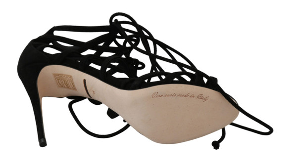 Dolce & Gabbana Black Suede Strap Stilettos Shoes Sandals Dolce & Gabbana Black Suede Strap Stilettos Shoes Sandals