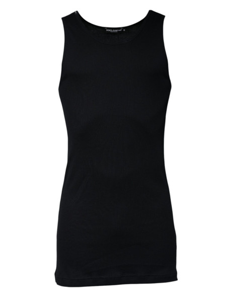 Dolce & Gabbana Black Cotton Sleeveless Round Neck Tank T-shirt Dolce & Gabbana Black Cotton Sleeveless Round Neck Tank T-shirt