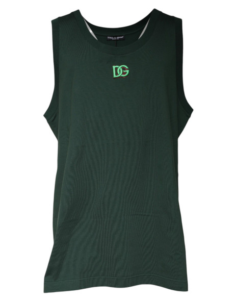 Dolce & Gabbana Green DG Sleeveless Round Neck Tank T-shirt Dolce & Gabbana Green DG Sleeveless Round Neck Tank T-shirt