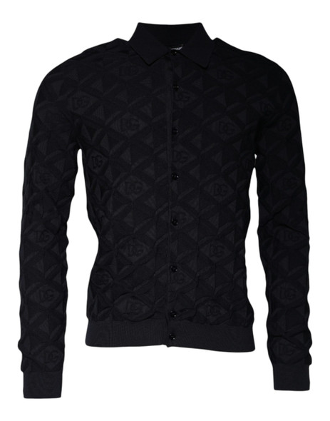 Black Silk Crew Neck Men Cardigan Sweater Black Silk Crew Neck Men Cardigan Sweater