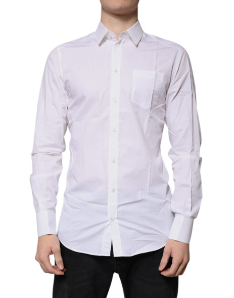 White Cotton Long Sleeves GOLD Dress Shirt White Cotton Long Sleeves GOLD Dress Shirt