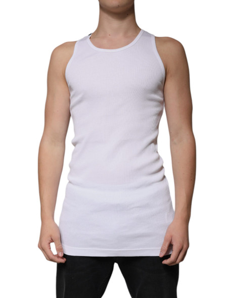 Dolce & Gabbana White Cotton Sleeveless Round Neck Tank T-shirt TSH87498 Dolce & Gabbana White Cotton Sleeveless Round Neck Tank T-shirt TSH87498