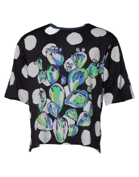 Dolce & Gabbana Black White Printed Cotton Crew Neck T-shirt Dolce & Gabbana Black White Printed Cotton Crew Neck T-shirt
