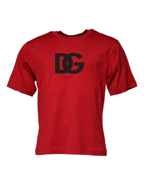 Dolce & Gabbana Red Logo Print Cotton Crew Neck T-shirt Dolce & Gabbana Red Logo Print Cotton Crew Neck T-shirt