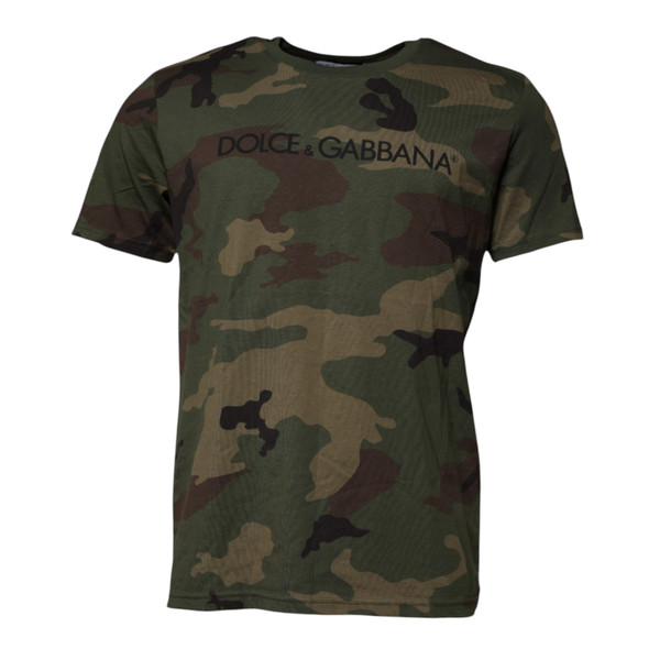 Dolce & Gabbana Multicolor Camouflage Cotton Crew Neck T-shirt TSH87676 Dolce & Gabbana Multicolor Camouflage Cotton Crew Neck T-shirt TSH87676