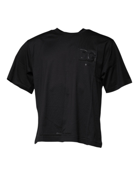 Dolce & Gabbana Black DG Logo Print Cotton Crew Neck T-shirt Dolce & Gabbana Black DG Logo Print Cotton Crew Neck T-shirt