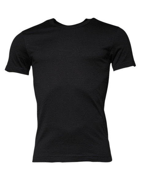 Black Cotton Crew Neck Short Sleeves T-shirt TSH87690 Black Cotton Crew Neck Short Sleeves T-shirt TSH87690
