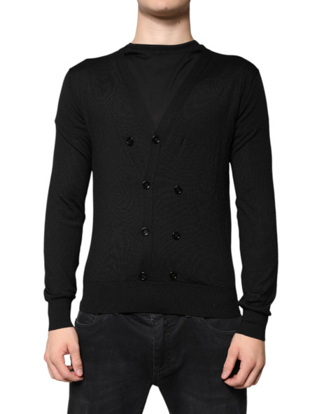 Dolce & Gabbana Black Cashmere Button Down Cardigan Sweater TSH87776 Dolce & Gabbana Black Cashmere Button Down Cardigan Sweater TSH87776