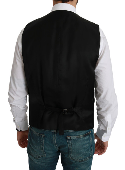 Dolce & Gabbana White Black Stripes Waistcoat Formal Vest Dolce & Gabbana White Black Stripes Waistcoat Formal Vest