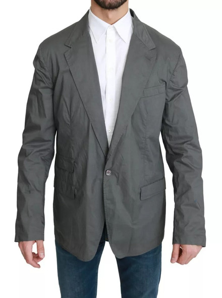 Dolce & Gabbana Gray Cotton Single Breasted Formal Blazer Dolce & Gabbana Gray Cotton Single Breasted Formal Blazer