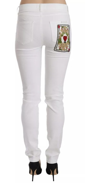 White Crystal Embellished Skinny Jeans White Crystal Embellished Skinny Jeans