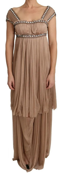 Dolce & Gabbana Brown Silk Sleeveless Shift Maxi Dress Dolce & Gabbana Brown Silk Sleeveless Shift Maxi Dress