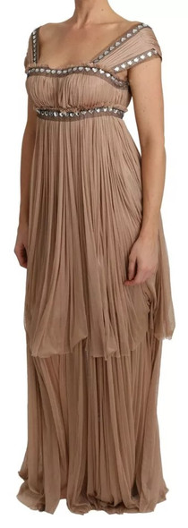 Dolce & Gabbana Brown Silk Sleeveless Shift Maxi Dress Dolce & Gabbana Brown Silk Sleeveless Shift Maxi Dress