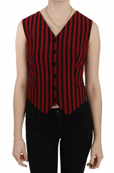 Red Black Stripe Vest Waistcoat Blouse Top Red Black Stripe Vest Waistcoat Blouse Top