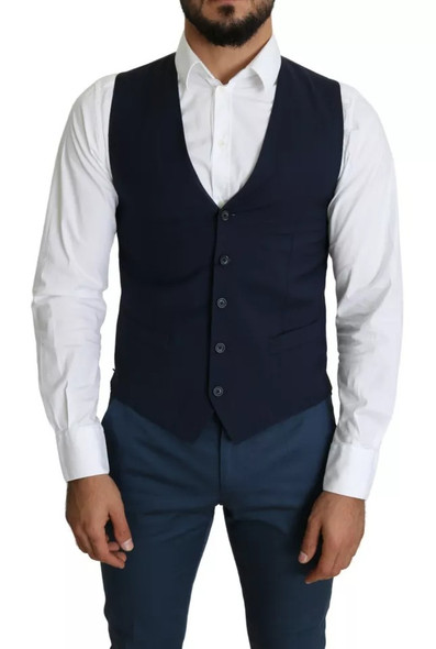 Dolce & Gabbana Navy Blue Men Formal Dress Waistcoat Vest Dolce & Gabbana Navy Blue Men Formal Dress Waistcoat Vest